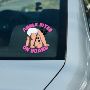 Ankle Biter On Board (Pink) - Sticker